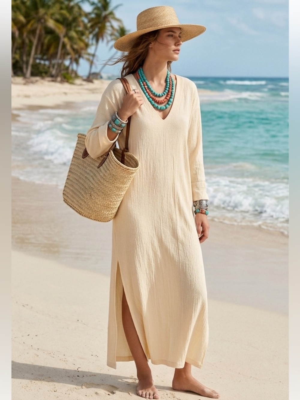 📌📌📌SOLD📌📌📌Zara V-Neck Dress Long Sleeve Maxi Cream M #Cottagecore #Coastal